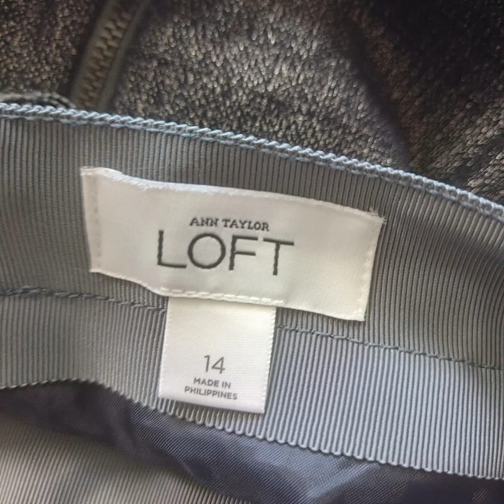 Loft ANN TAYLOR short dark blue skirt size 14 women's Cotton business ‎ office
